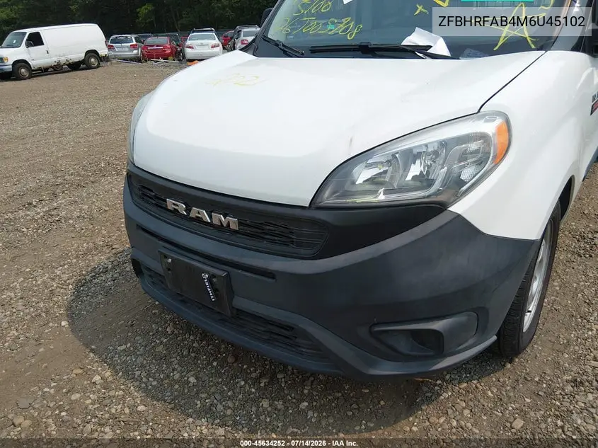 2021 Ram Promaster City Tradesman VIN: ZFBHRFAB4M6U45102 Lot: 45634252