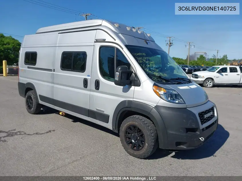 2022 Ram Promaster 2500 2500 High VIN: 3C6LRVDG0NE140725 Lot: 12602400