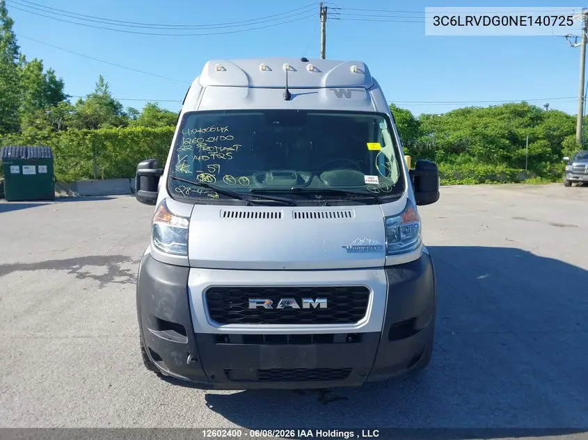2022 Ram Promaster 2500 2500 High VIN: 3C6LRVDG0NE140725 Lot: 12602400
