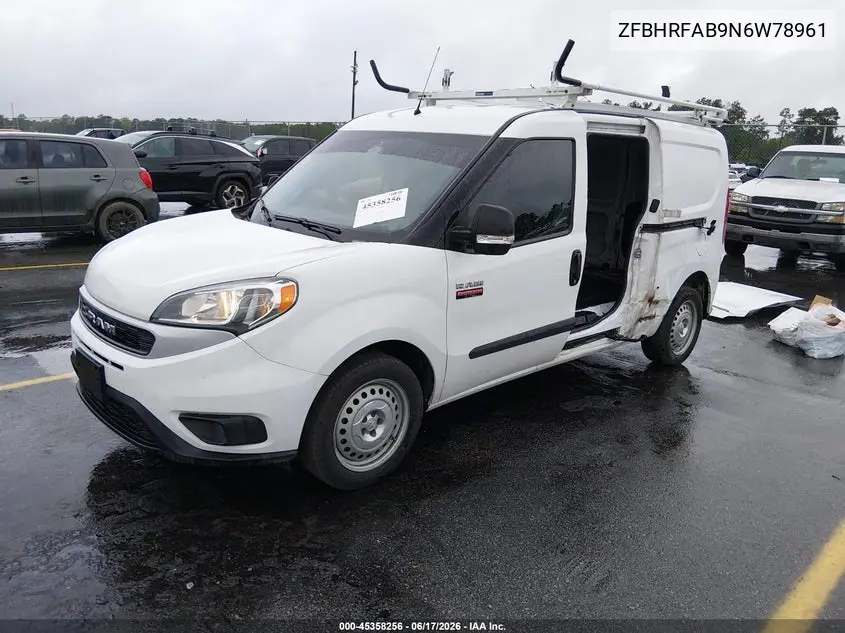 2022 Ram Promaster City Cargo Van VIN: ZFBHRFAB9N6W78961 Lot: 45358256