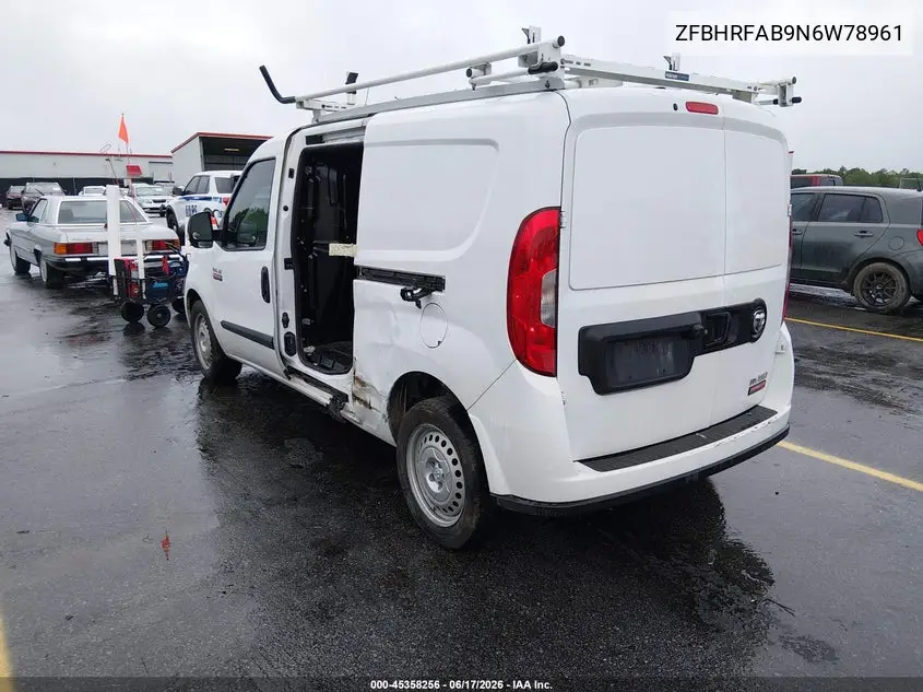 2022 Ram Promaster City Cargo Van VIN: ZFBHRFAB9N6W78961 Lot: 45358256