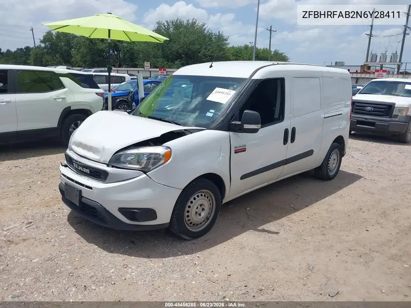 2022 Ram Promaster City Cargo Van VIN: ZFBHRFAB2N6Y28411 Lot: 45456285