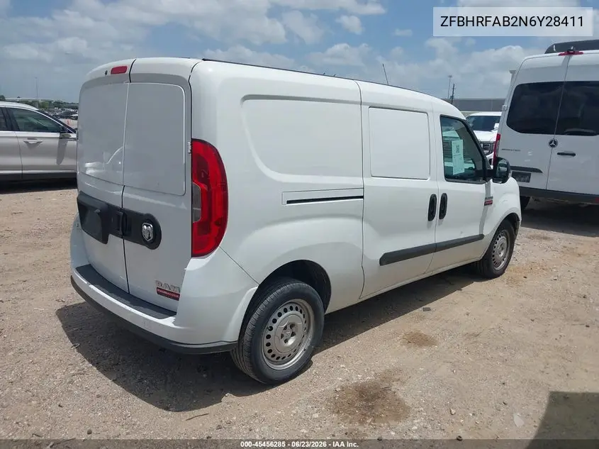 2022 Ram Promaster City Cargo Van VIN: ZFBHRFAB2N6Y28411 Lot: 45456285