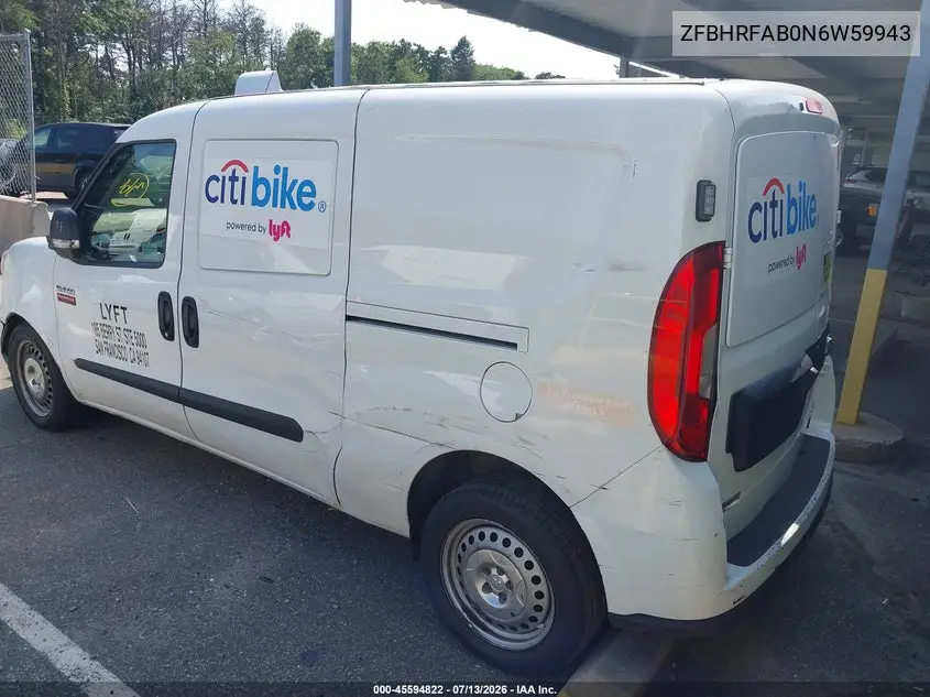 2022 Ram Promaster City Cargo Van VIN: ZFBHRFAB0N6W59943 Lot: 45594822