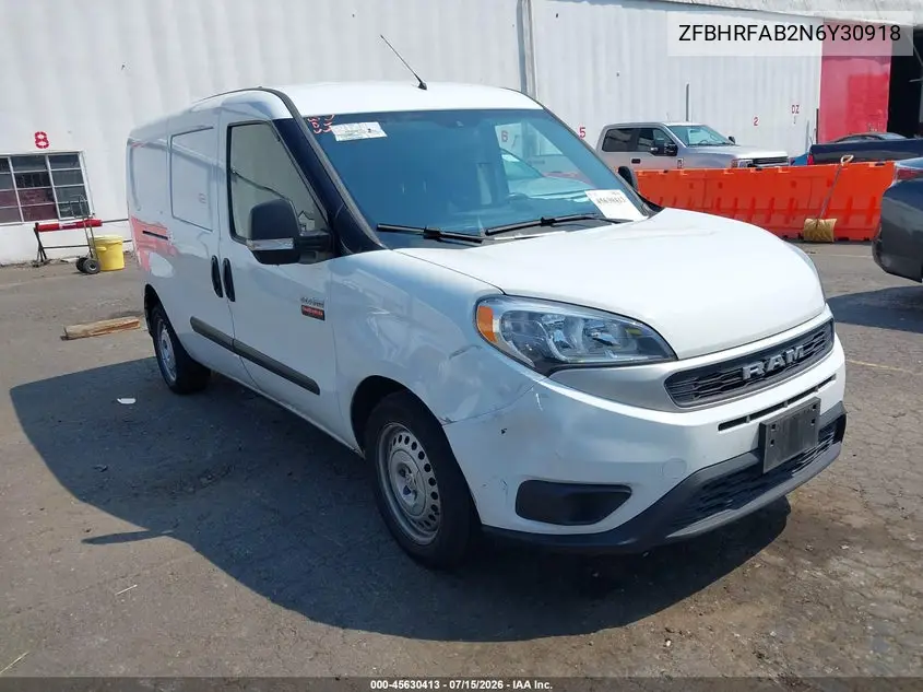 2022 Ram Promaster City Cargo Van VIN: ZFBHRFAB2N6Y30918 Lot: 45630413
