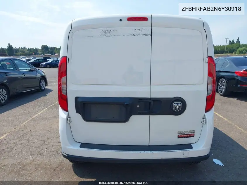 2022 Ram Promaster City Cargo Van VIN: ZFBHRFAB2N6Y30918 Lot: 45630413