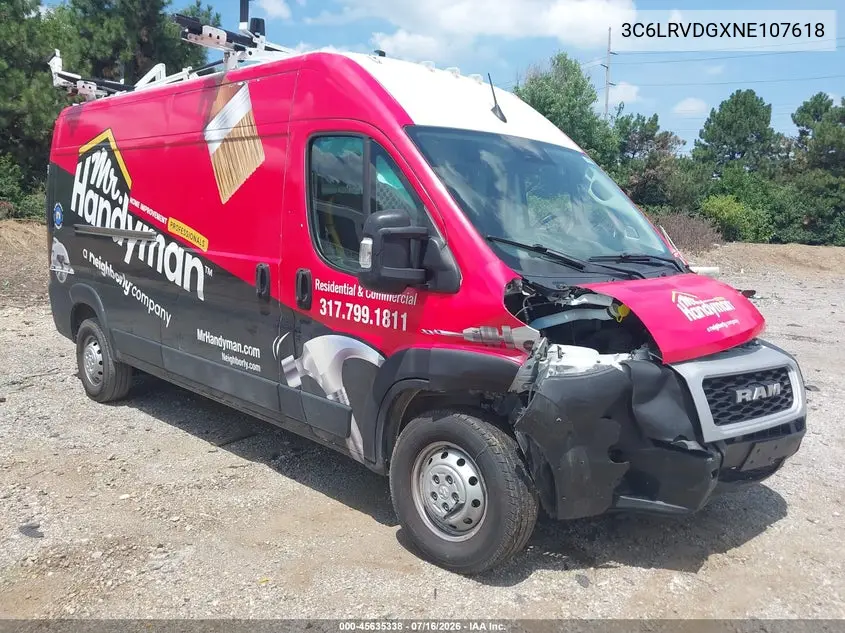 2022 Ram Promaster 2500 High Roof 159 Wb VIN: 3C6LRVDGXNE107618 Lot: 45635338