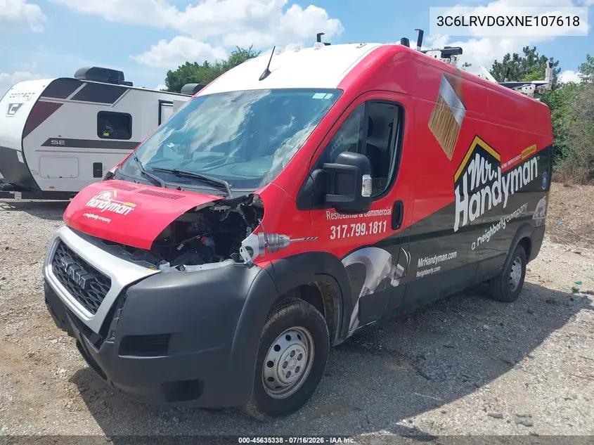 2022 Ram Promaster 2500 High Roof 159 Wb VIN: 3C6LRVDGXNE107618 Lot: 45635338