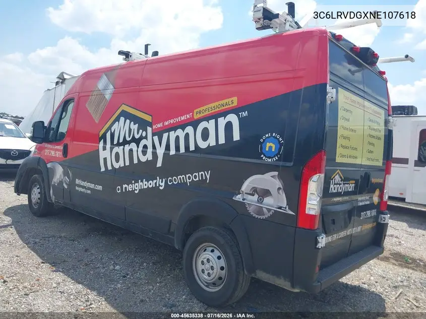 2022 Ram Promaster 2500 High Roof 159 Wb VIN: 3C6LRVDGXNE107618 Lot: 45635338