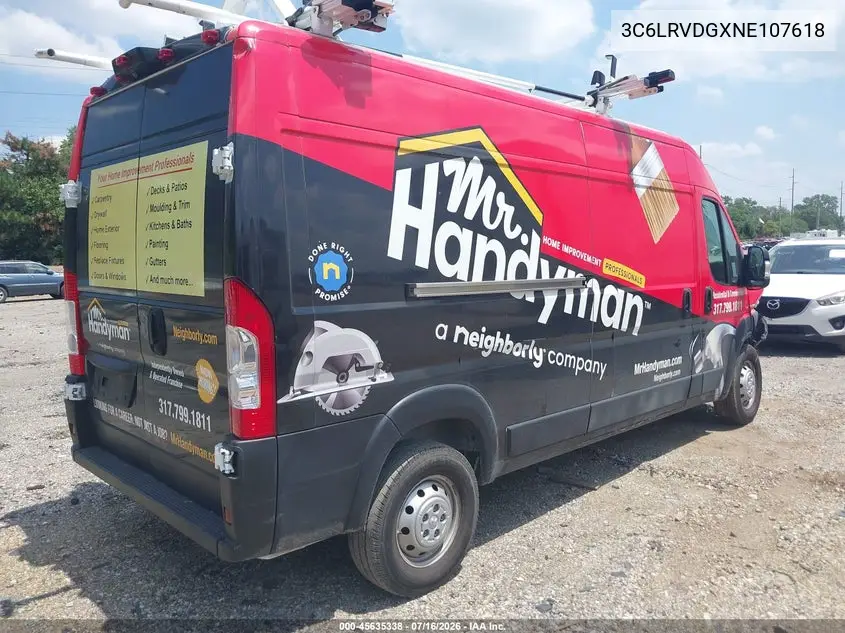 2022 Ram Promaster 2500 High Roof 159 Wb VIN: 3C6LRVDGXNE107618 Lot: 45635338