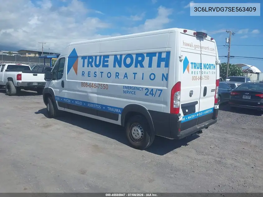 2025 Ram Promaster 2500 Tradesman High Roof 159 Wb W/Pass Seat VIN: 3C6LRVDG7SE563409 Lot: 45585947