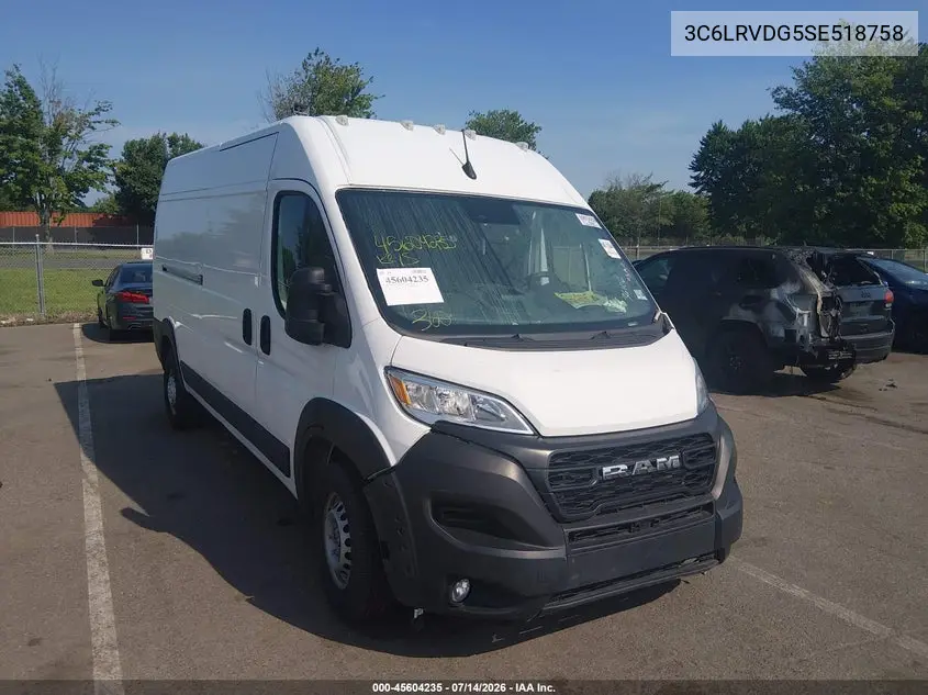 2025 Ram Promaster 2500 Tradesman High Roof 159 Wb W/Pass Seat VIN: 3C6LRVDG5SE518758 Lot: 45604235