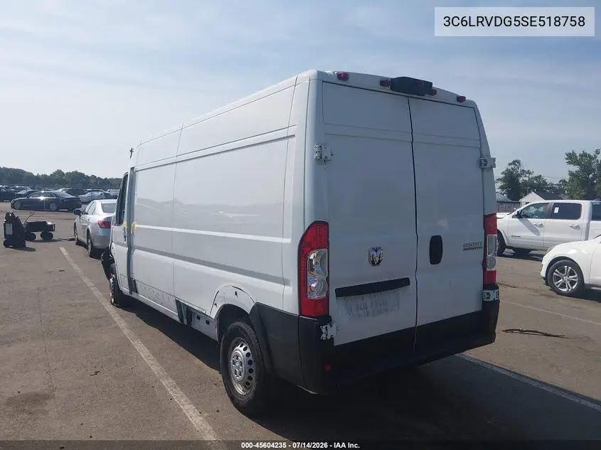 2025 Ram Promaster 2500 Tradesman High Roof 159 Wb W/Pass Seat VIN: 3C6LRVDG5SE518758 Lot: 45604235