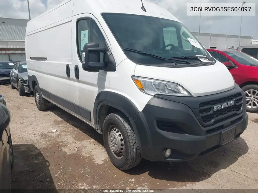 2025 Ram Promaster 2500 Tradesman High Roof 159 Wb W/Pass Seat VIN: 3C6LRVDG5SE504097 Lot: 45650915