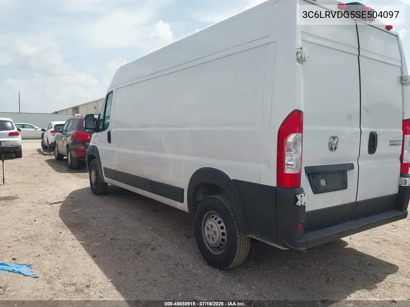 2025 Ram Promaster 2500 Tradesman High Roof 159 Wb W/Pass Seat VIN: 3C6LRVDG5SE504097 Lot: 45650915