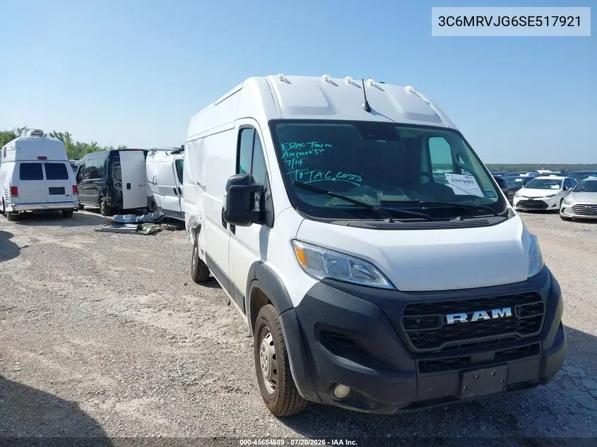 2025 Ram Promaster 3500 Cargo Van Tradesman High Roof 159 Wb Ext VIN: 3C6MRVJG6SE517921 Lot: 45654689