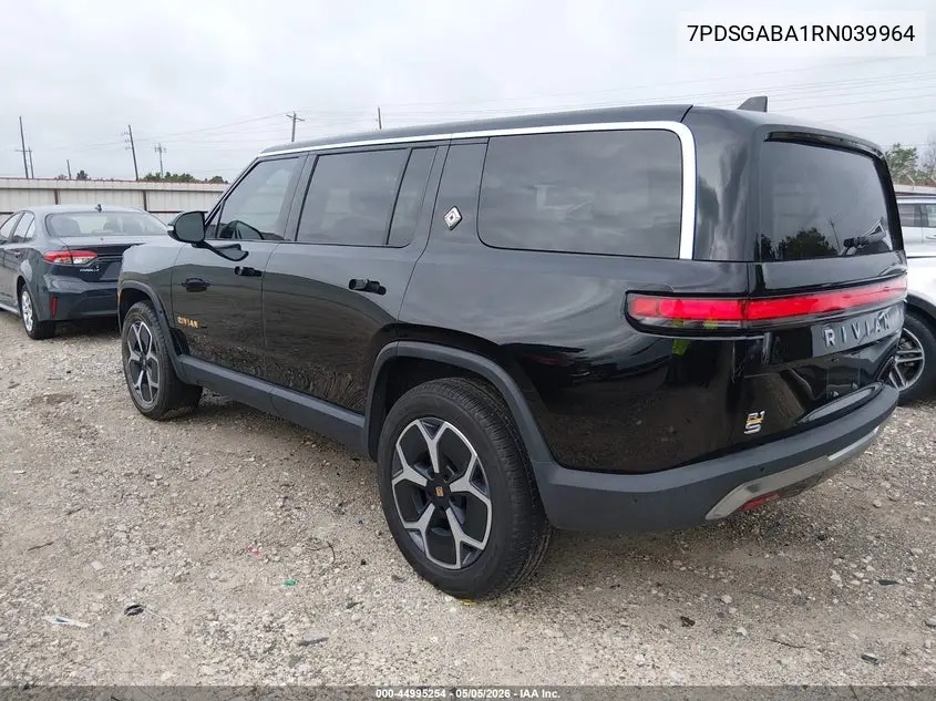 2024 Rivian R1S Adventure Quad Motor Large Pack VIN: 7PDSGABA1RN039964 Lot: 44995254