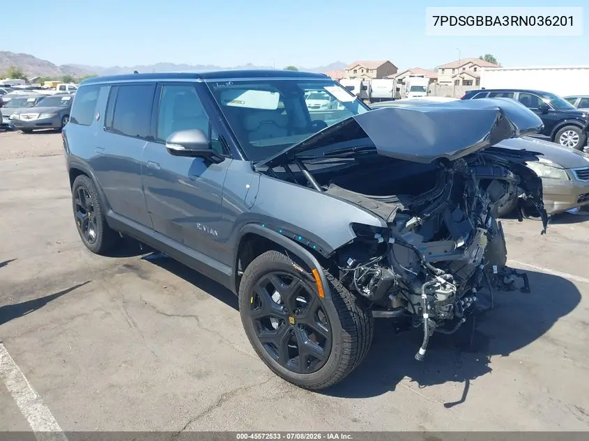 2024 Rivian R1S Adventure Dual Motor Large Pack/Adventure Dual Motor Perf Large Pack VIN: 7PDSGBBA3RN036201 Lot: 45572533