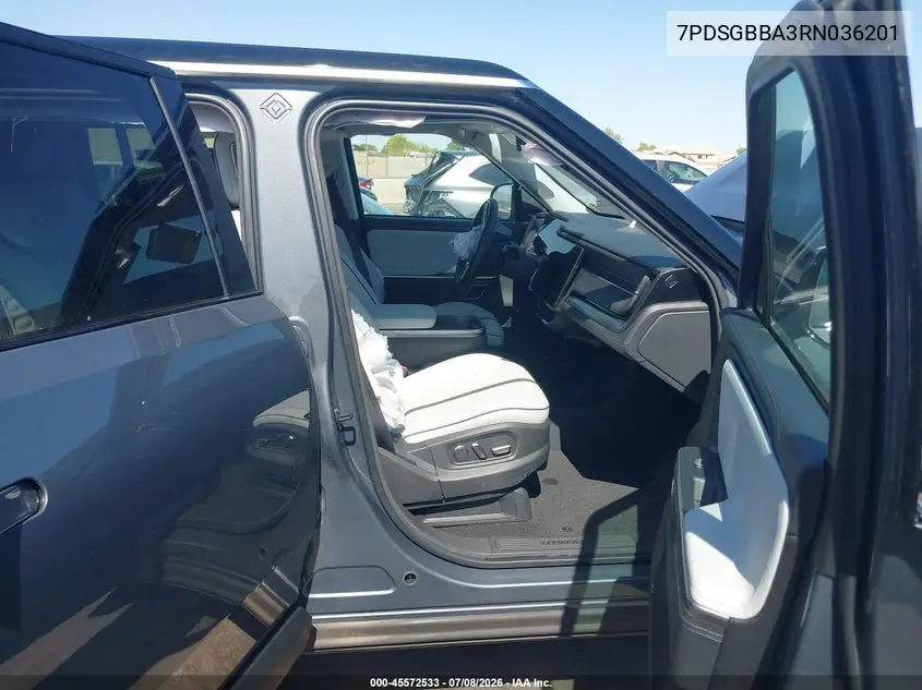 2024 Rivian R1S Adventure Dual Motor Large Pack/Adventure Dual Motor Perf Large Pack VIN: 7PDSGBBA3RN036201 Lot: 45572533