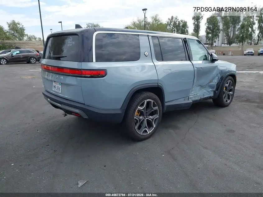 2024 Rivian R1S Adventure Quad Motor Large Pack VIN: 7PDSGABA2RN039164 Lot: 45672794
