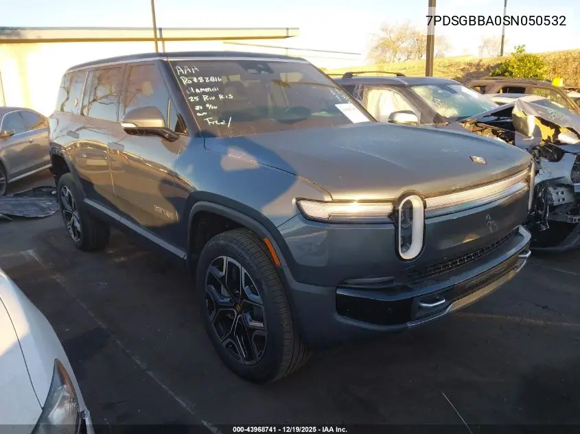 2025 Rivian R1S Adventure Dual Motor Large Pack/Adventure Dual Motor Max Pack VIN: 7PDSGBBA0SN050532 Lot: 43968741