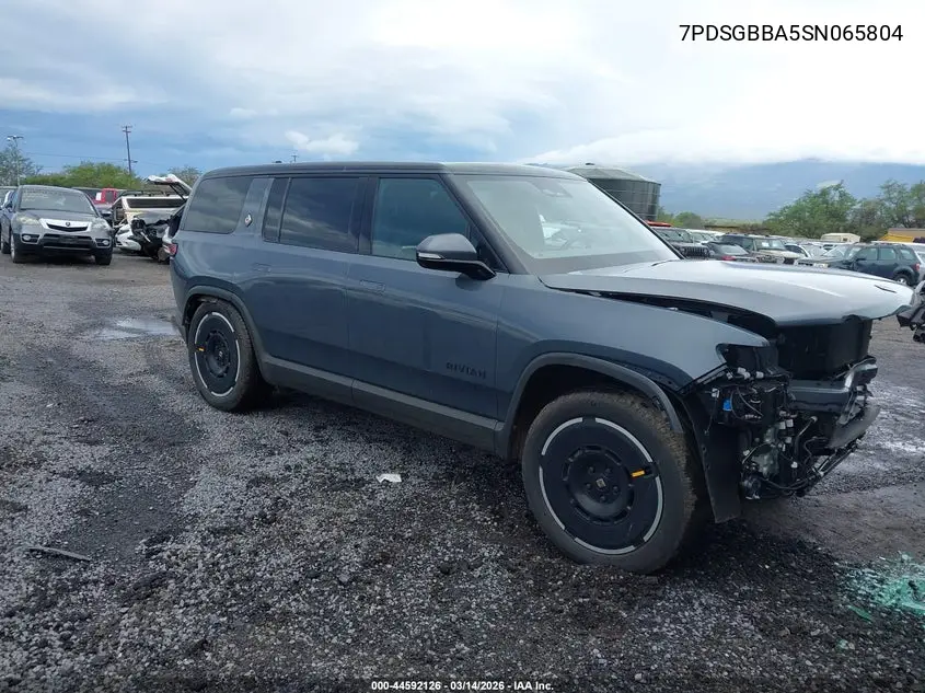 2025 Rivian R1S Adventure Dual Motor Large Pack/Adventure Dual Motor Max Pack VIN: 7PDSGBBA5SN065804 Lot: 44592126