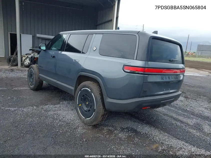 2025 Rivian R1S Adventure Dual Motor Large Pack/Adventure Dual Motor Max Pack VIN: 7PDSGBBA5SN065804 Lot: 44592126