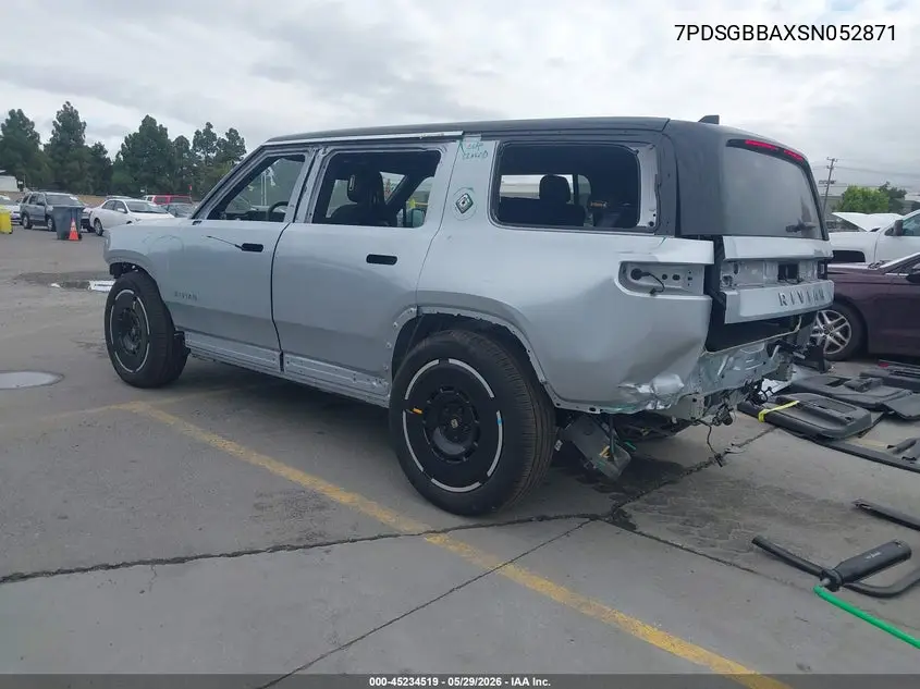 2025 Rivian R1S Adventure Dual Motor Large Pack/Adventure Dual Motor Max Pack VIN: 7PDSGBBAXSN052871 Lot: 45234519