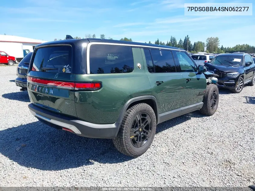 2025 Rivian R1S Adventure Dual Motor Large Pack/Adventure Dual Motor Max Pack VIN: 7PDSGBBA4SN062277 Lot: 45341323
