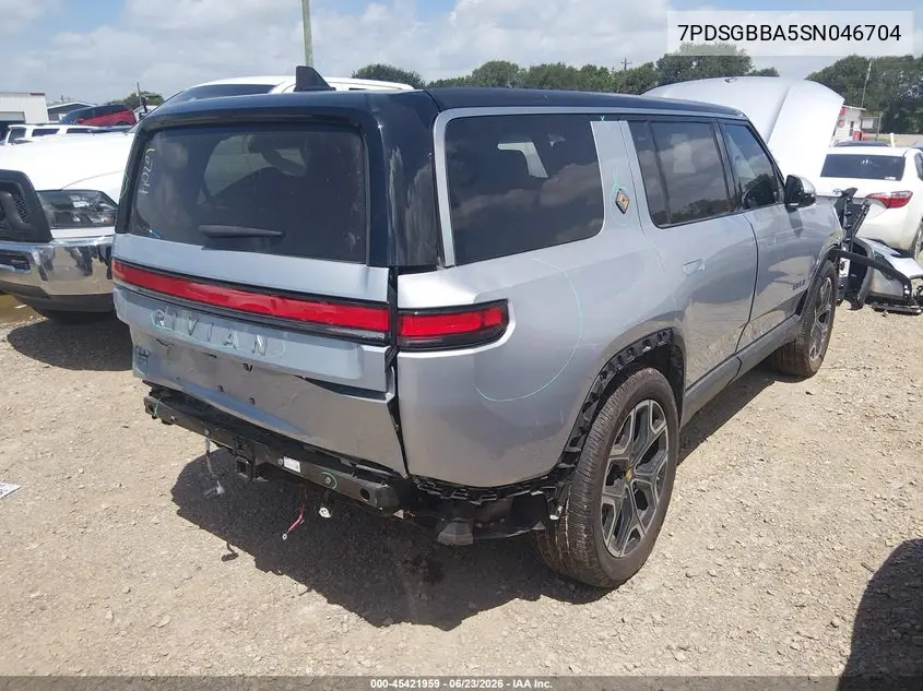 2025 Rivian R1S VIN: 7PDSGBBA5SN046704 Lot: 45421959