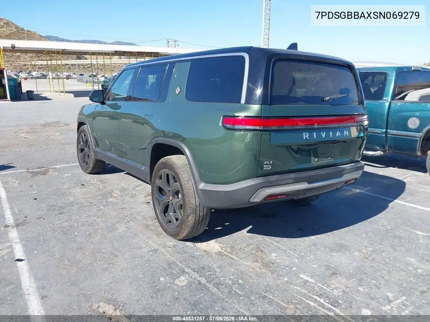 2025 Rivian R1S Adventure Dual Motor Large Pack/Adventure Dual Motor Max Pack VIN: 7PDSGBBAXSN069279 Lot: 45531257