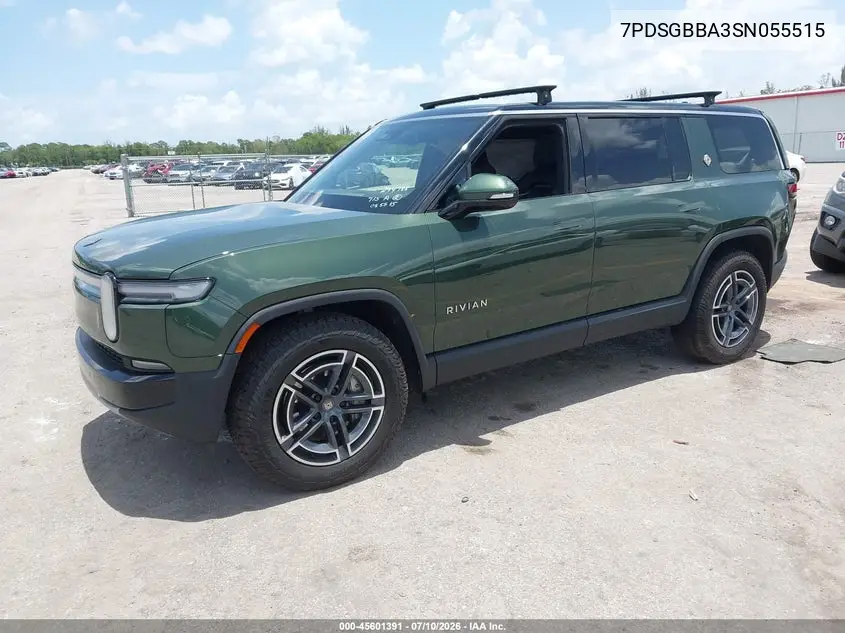 2025 Rivian R1S Adventure Dual Motor Large Pack/Adventure Dual Motor Max Pack VIN: 7PDSGBBA3SN055515 Lot: 45601391
