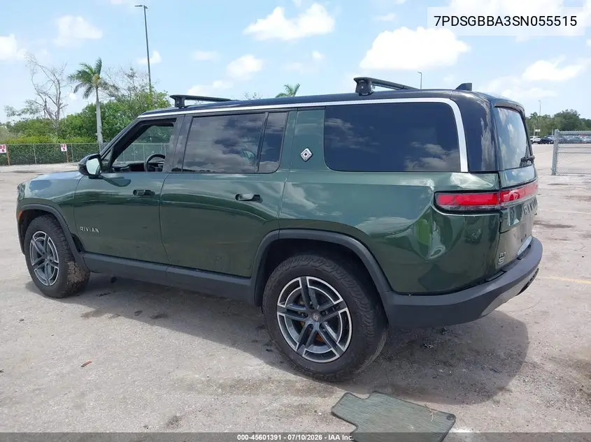 2025 Rivian R1S Adventure Dual Motor Large Pack/Adventure Dual Motor Max Pack VIN: 7PDSGBBA3SN055515 Lot: 45601391