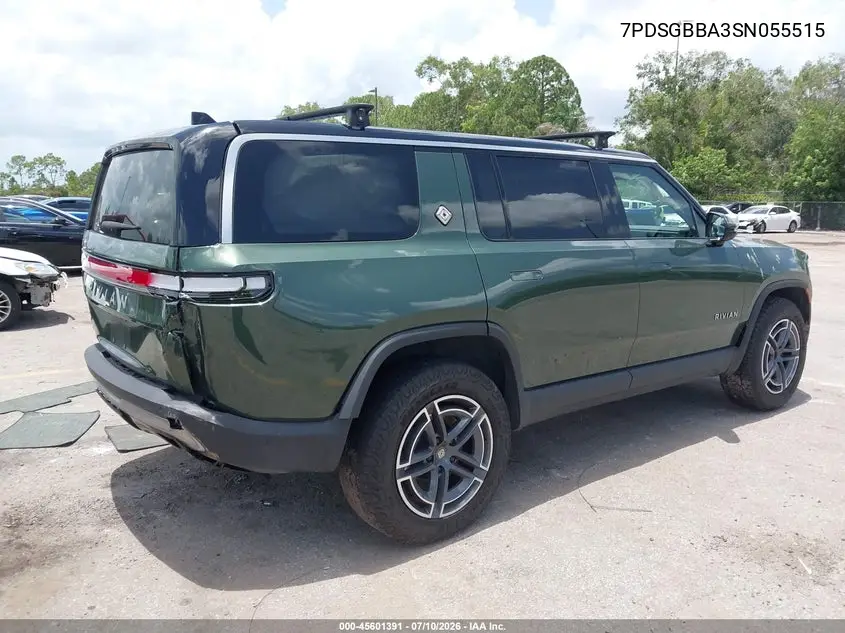 2025 Rivian R1S Adventure Dual Motor Large Pack/Adventure Dual Motor Max Pack VIN: 7PDSGBBA3SN055515 Lot: 45601391