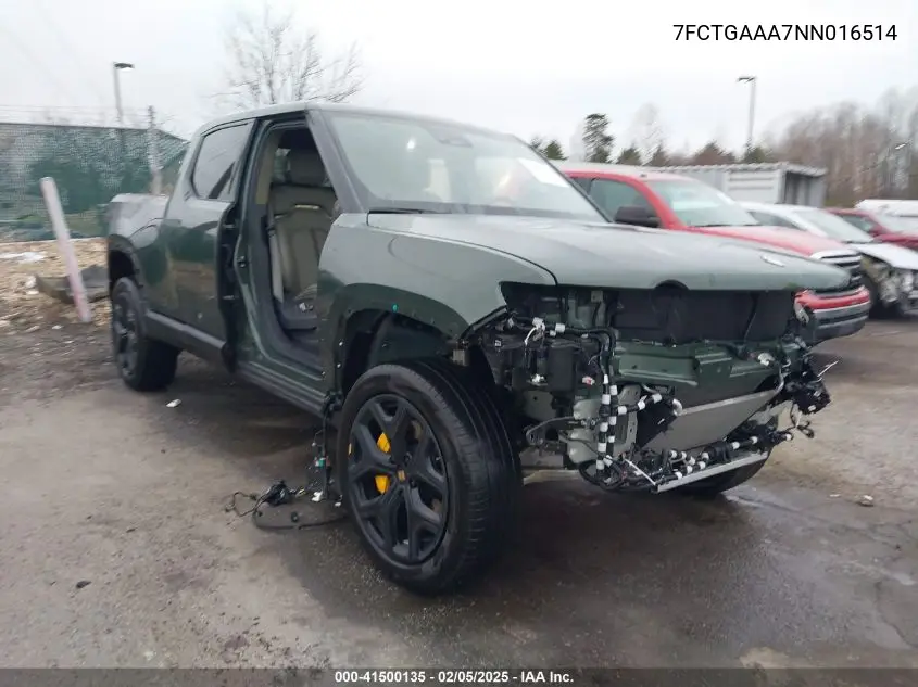 2022 Rivian R1T Adventure VIN: 7FCTGAAA7NN016514 Lot: 41500135