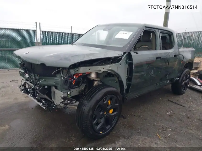 2022 Rivian R1T Adventure VIN: 7FCTGAAA7NN016514 Lot: 41500135