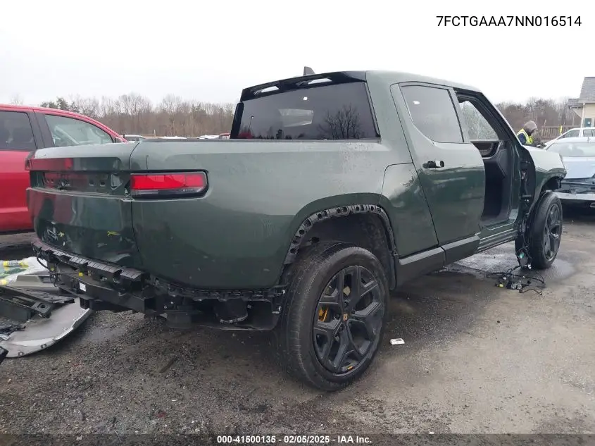 2022 Rivian R1T Adventure VIN: 7FCTGAAA7NN016514 Lot: 41500135