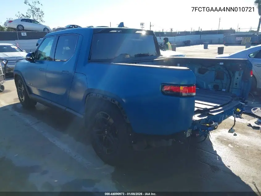 2022 Rivian R1T Adventure VIN: 7FCTGAAA4NN010721 Lot: 44090973