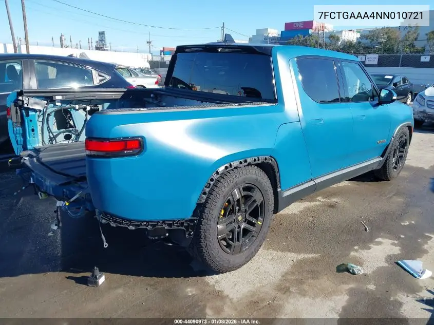 2022 Rivian R1T Adventure VIN: 7FCTGAAA4NN010721 Lot: 44090973