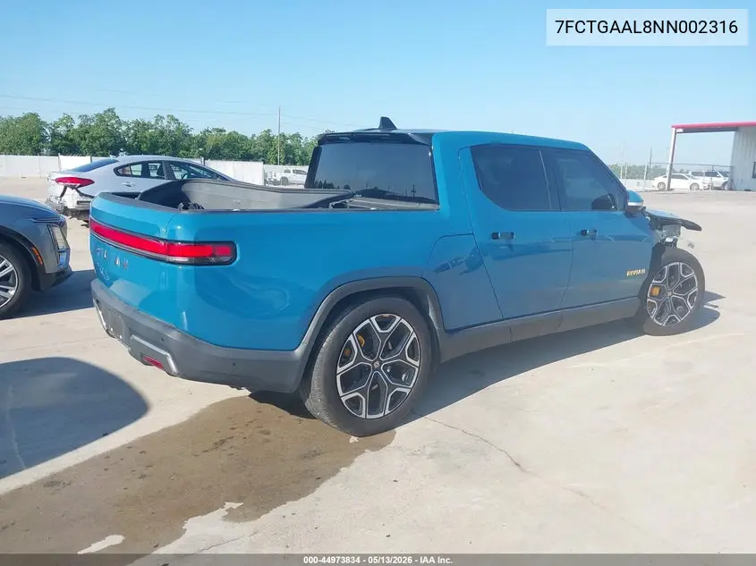2022 Rivian R1T Launch Edition VIN: 7FCTGAAL8NN002316 Lot: 44973834