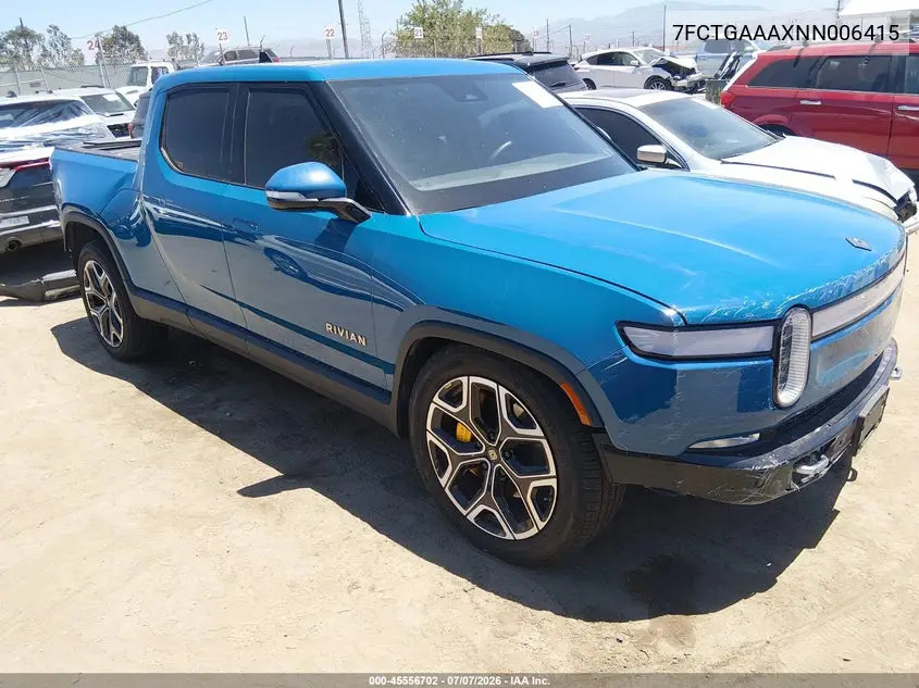 2022 Rivian R1T Adventure VIN: 7FCTGAAAXNN006415 Lot: 45556702