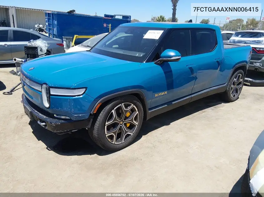 2022 Rivian R1T Adventure VIN: 7FCTGAAAXNN006415 Lot: 45556702