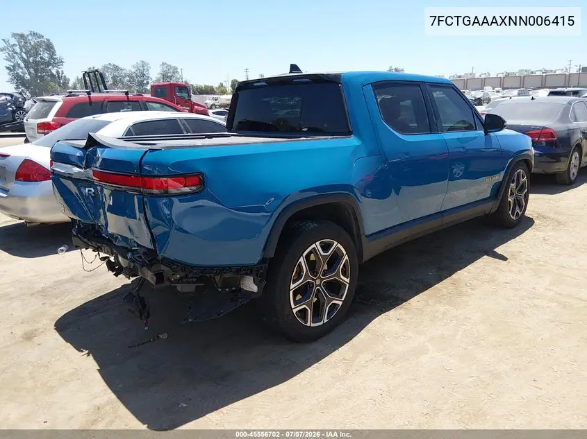 2022 Rivian R1T Adventure VIN: 7FCTGAAAXNN006415 Lot: 45556702
