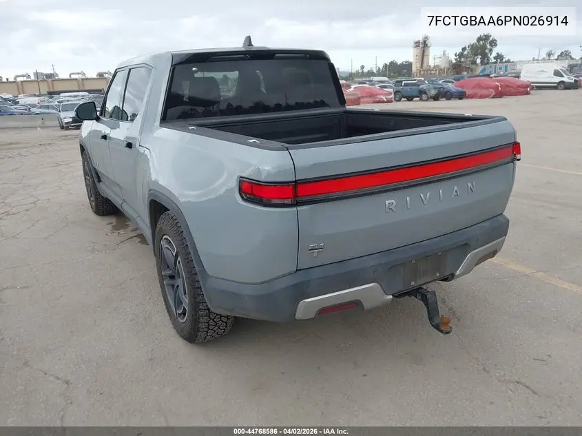 2023 Rivian R1T Adventure/Adventure Dual Motor Large Pack/Adventure Dual Motor Max Pack VIN: 7FCTGBAA6PN026914 Lot: 44768586