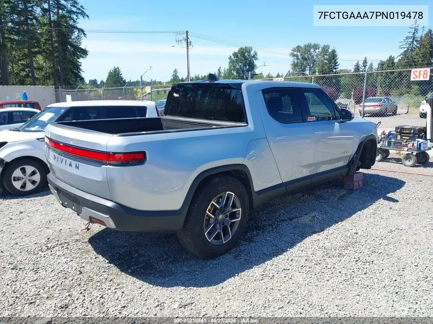 2023 Rivian R1T Adventure Quad Motor Large Pack VIN: 7FCTGAAA7PN019478 Lot: 45218541