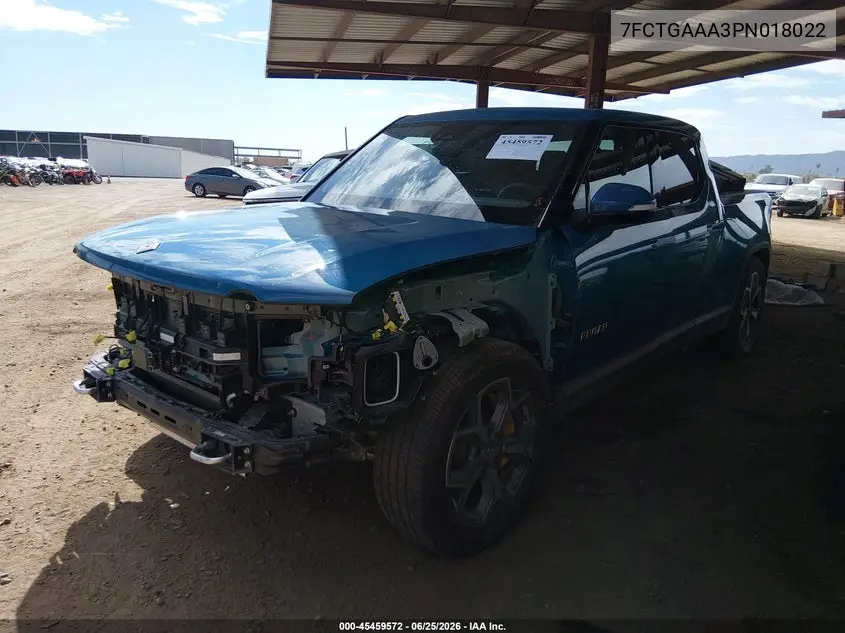 2023 Rivian R1T Adventure Quad Motor Large Pack VIN: 7FCTGAAA3PN018022 Lot: 45459572