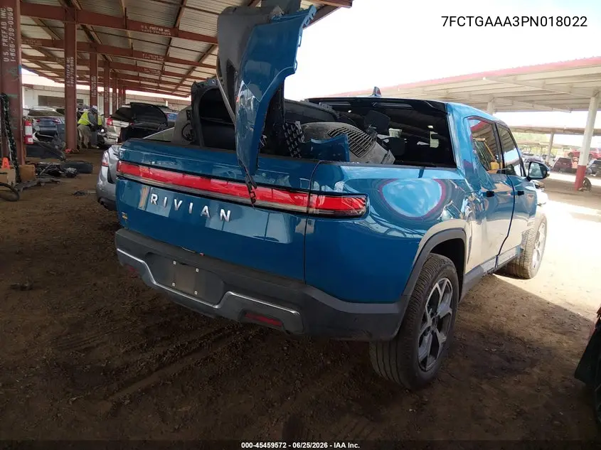 2023 Rivian R1T Adventure Quad Motor Large Pack VIN: 7FCTGAAA3PN018022 Lot: 45459572