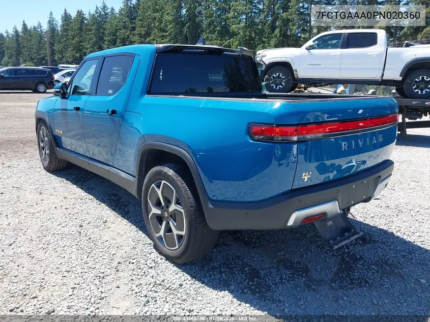 2023 Rivian R1T Adventure Quad Motor Large Pack VIN: 7FCTGAAA0PN020360 Lot: 45568756