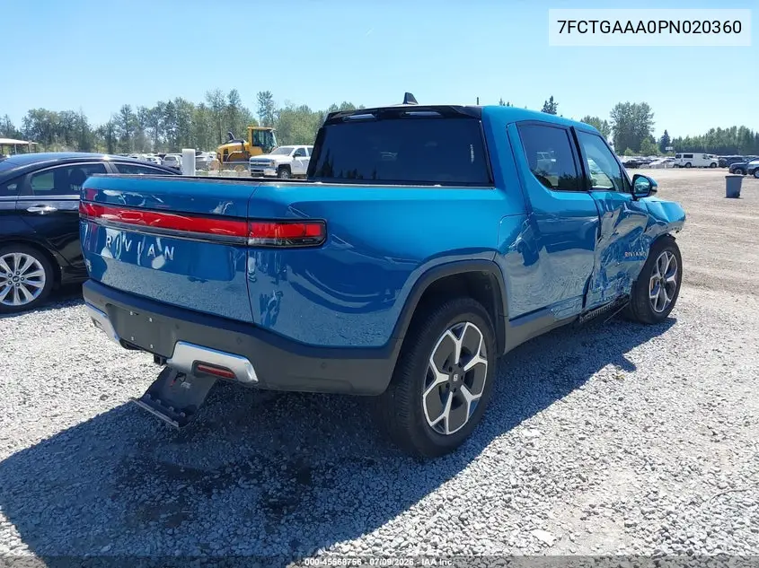2023 Rivian R1T Adventure Quad Motor Large Pack VIN: 7FCTGAAA0PN020360 Lot: 45568756