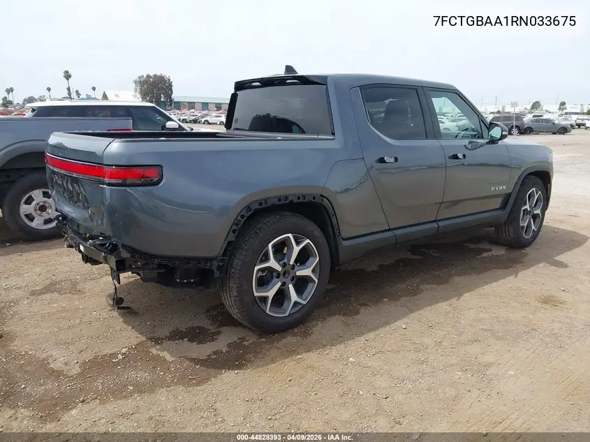 2024 Rivian R1T Adventure Dual Motor Large Pack/Adventure Dual Motor Perf Large Pack VIN: 7FCTGBAA1RN033675 Lot: 44828393